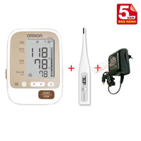 Combo máy đo huyết áp bắp tay JP600 + Bộ đổi điện Adapter chính hãng Omron Nhật